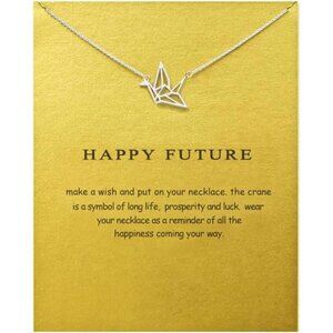 Origami Crane Necklace – “Happy Future” Symbolic Good Luck Jewelry Minimalist